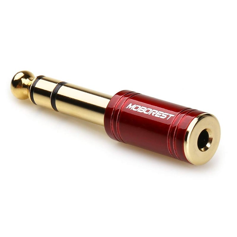 MOBOREST 1/4 Male to 1/8 Female Pure Copper Adapter, 6.35mm Stereo Male to 3.5mm Plug Jack Female Stereo Adapter Red 2-Pack - Image 5